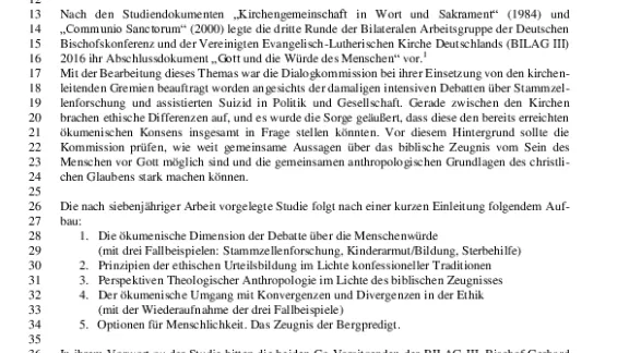 Stellungnahme zu dem Abschlussdokument „Gott und die Würde des Menschen“