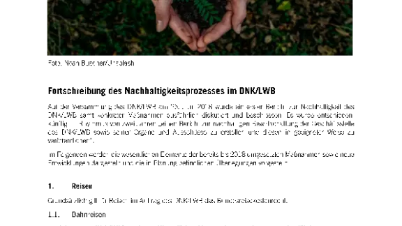 Fortschreibung des Nachhaltigkeitsprozesses im DNK/LWB