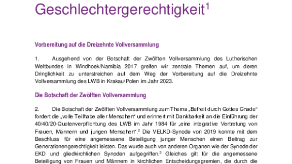 Statement der AG Geschlechtergerechtigkeit