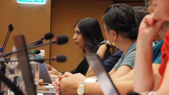 Fer Ghanaa Ansari von Musawah spricht bei der Nebenveranstaltung über die Reform des muslimischen Familienrechts. Foto: LWF/C. Kästner-Meyer