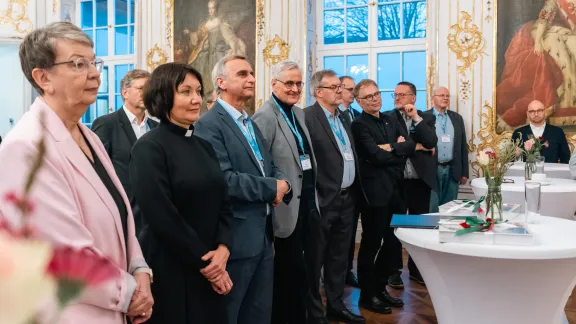 Gäste der Vollversammlung des DNK/LWB im Rokoko-Saal der Regierung von Schwaben. Foto: DNK/LWB, N. H. Klotz