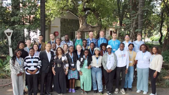 Eine Gruppe von 30 jungen Erwachsenen von 23 LWB-Mitgliedskirchen nimmt am diesjährigen Workshop für Friedensbotschafterinnen und -botschafter in Johannesburg, Südafrika, teil. Foto: LWB/ LUCSA - Concelia Boshielo