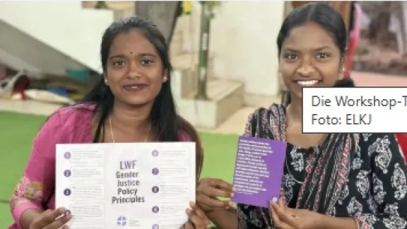 Die Workshop-Teilnehmenden wurden mit dem Grundsatzpapier des LWB zu Gendergerechtigkeit vertraut gemacht. Foto: ELKJ