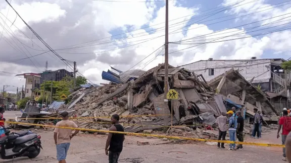 Das Erdbeben beschädigte in verschiedenen Teilen des Landes Wohnhäuser und wichtige Infrastruktur. Beschädigte Gebäude in Chocó, einer der am stärksten betroffenen Regionen. Foto: LWB Kolumbien und Venezuela