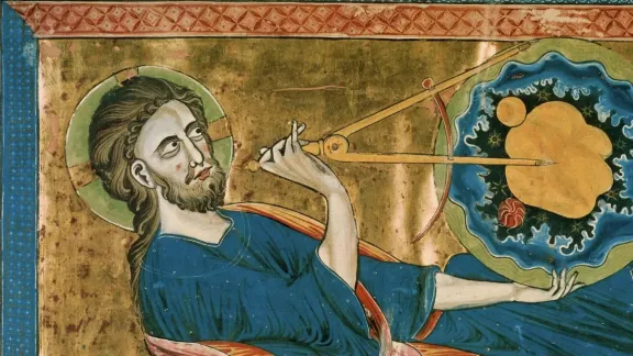 Die Erschaffung der Welt in der „Bible Moralisée“ aus dem 13. Jahrhundert (Codex Vindobonensis 2554). Foto: Wikimedia, Österreichische Nationalbibliothek
