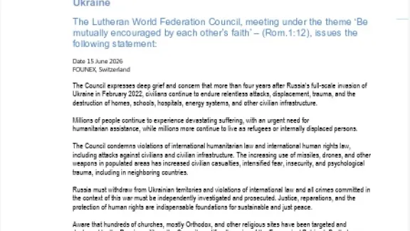Statement: LWF Council Statement on the War Against Ukraine 
