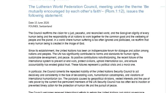Statement: LWF Council Statement on the Reforms of the United Nations Security Council  