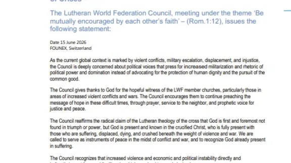 Statement: LWF Council’s Call for Sharing Hope in Times of Crises